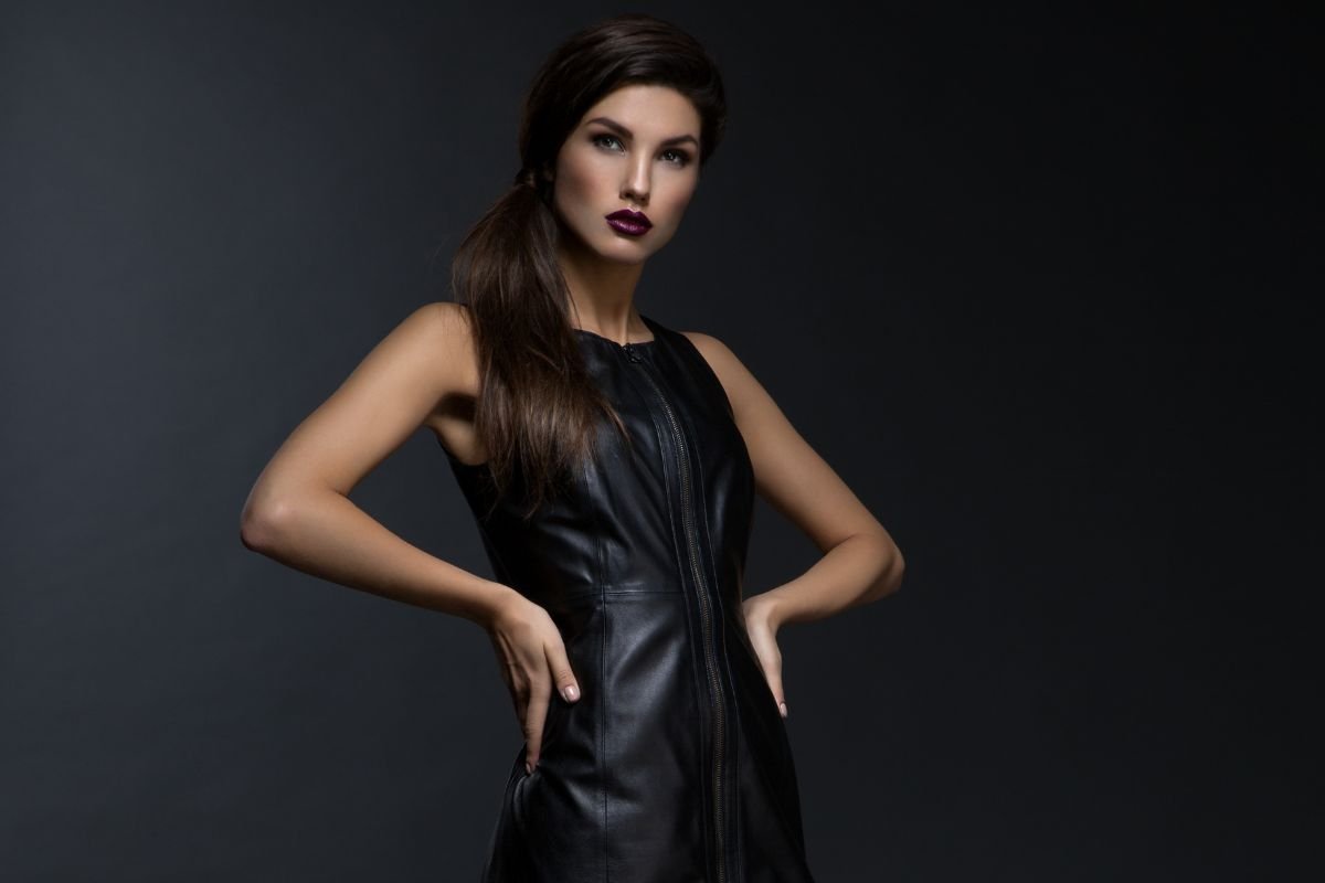 Anabelle Vegan Leather Dress in Black